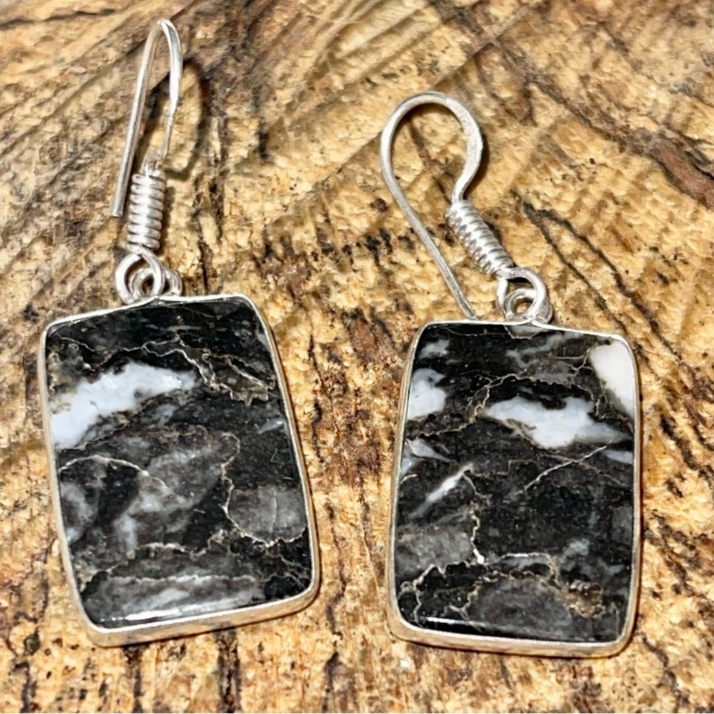 White Buffalo Turquoise Earrings 1 7/8” - Picture 5 of 7